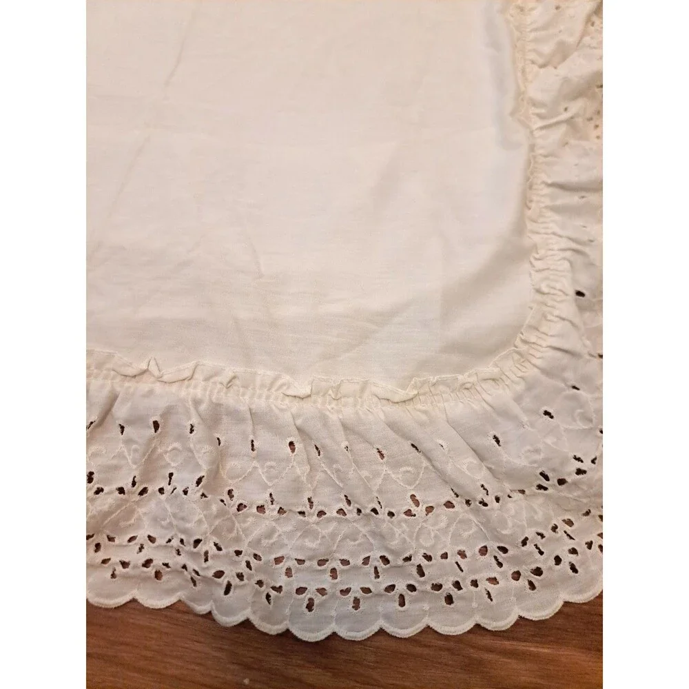 Eyelet Lace Ruffled Pillow Shams Standard White Vintage Cottage Set of 2 Boho